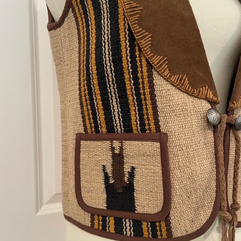 RRL Ralph Lauren Woven Vest with Bird Design - Picture 2 of 13